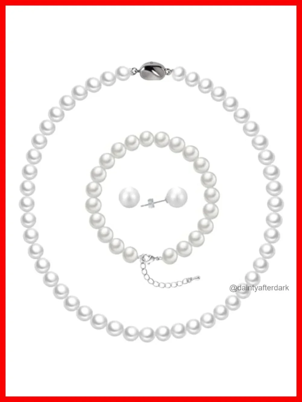 Pearl Necklace Set, Shell Pearl Necklace Earring Bracelet Set for Women